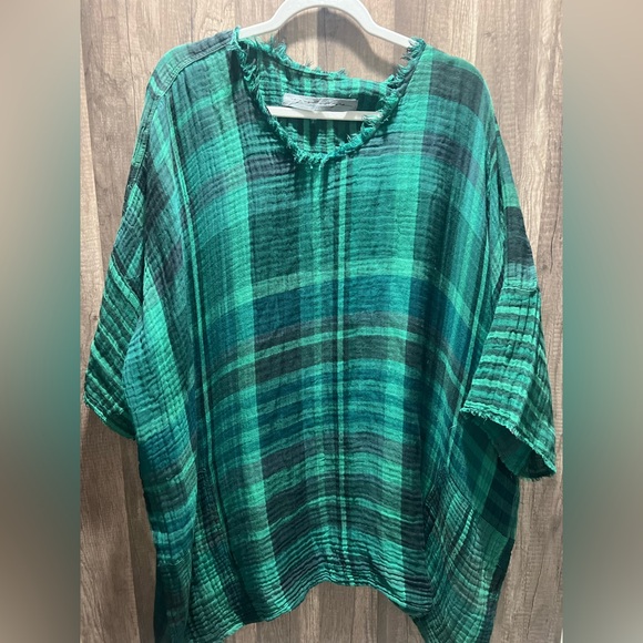 Raquel Allegra Women’s  Designer Green cross 100% Cotten Green Oversized 3-L-XL - Picture 2 of 7